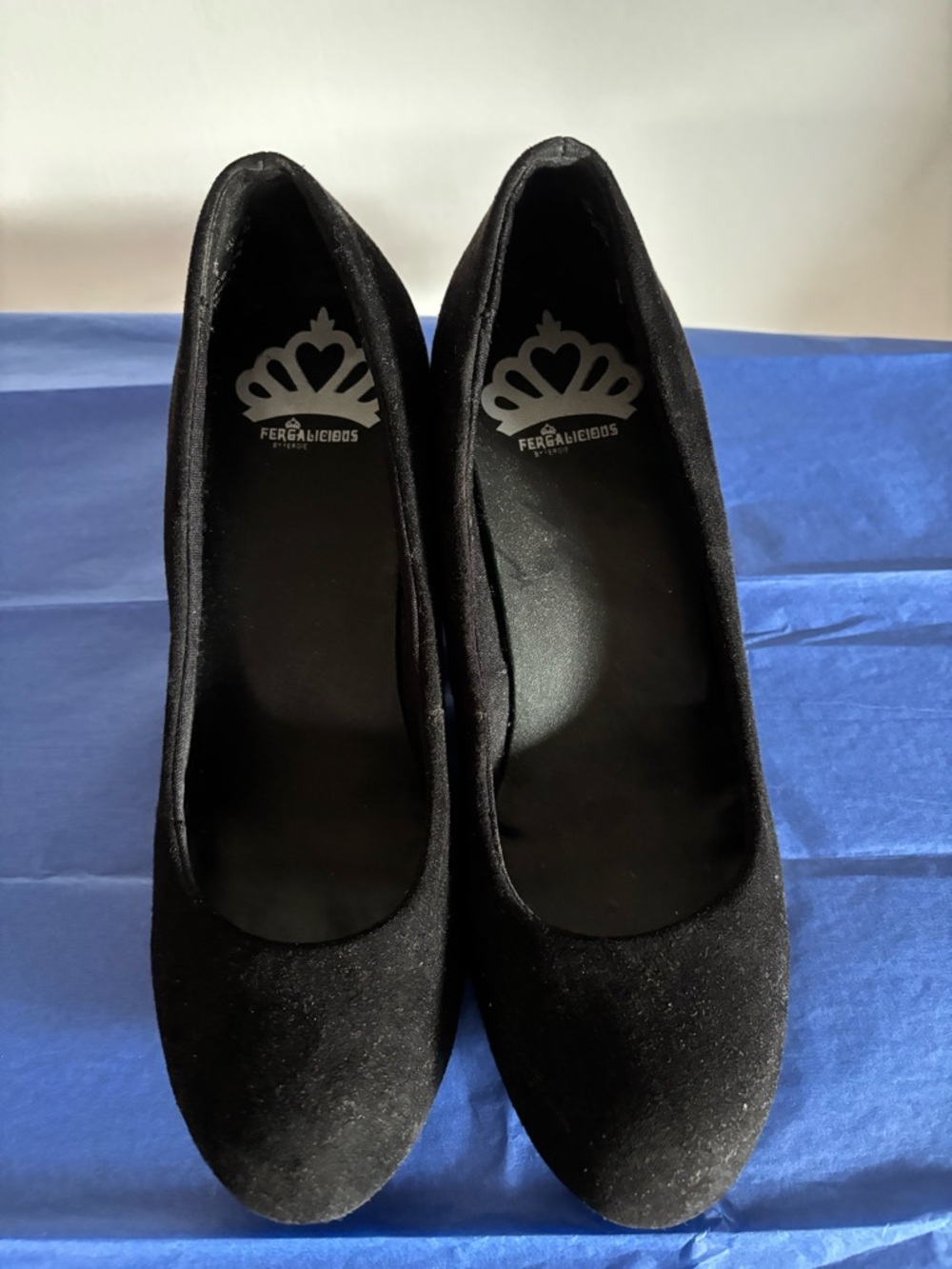 Fergalicious Black Velvet Round-Toe Flats